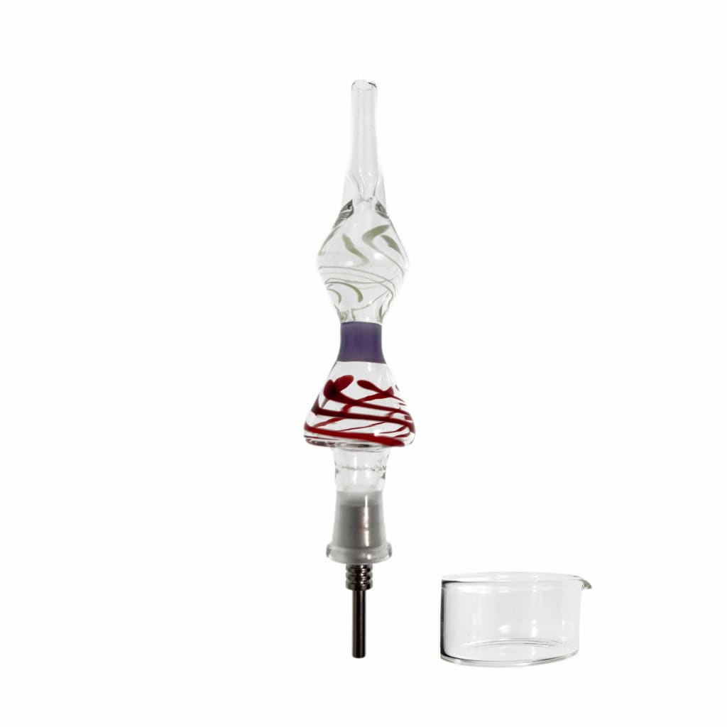 Glass wine bottle stopper with decorative swirls in Crown Nectar Collector Kit with Titanium Nail