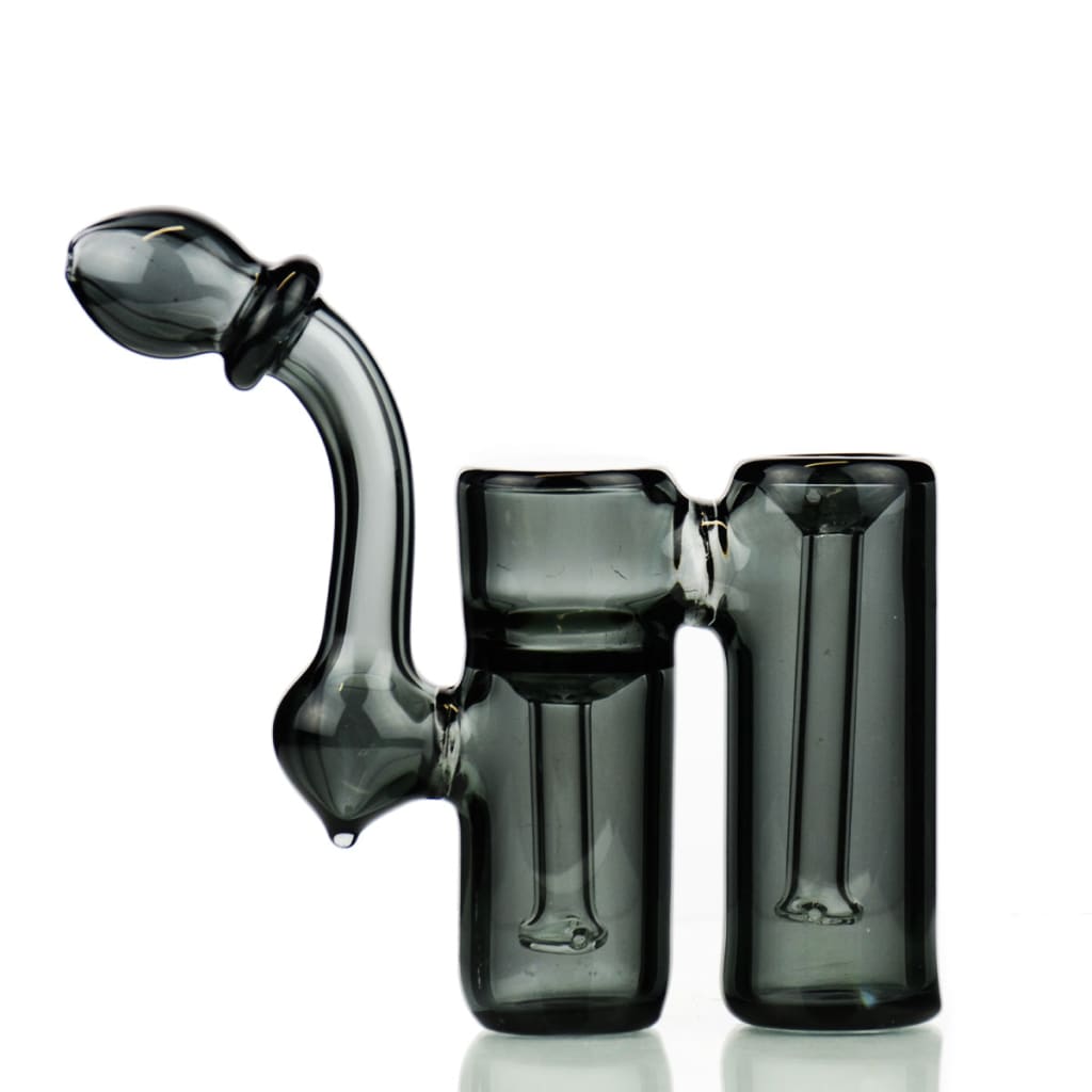 Double chamber bubbler color tube glass water pipe with a curved stem and two chambers