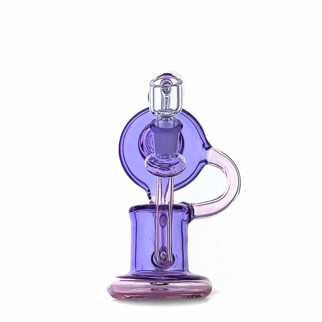 Purple Duotone Inline Recycler - Premium Scientific Glass Rig with Circular Chamber and Handle