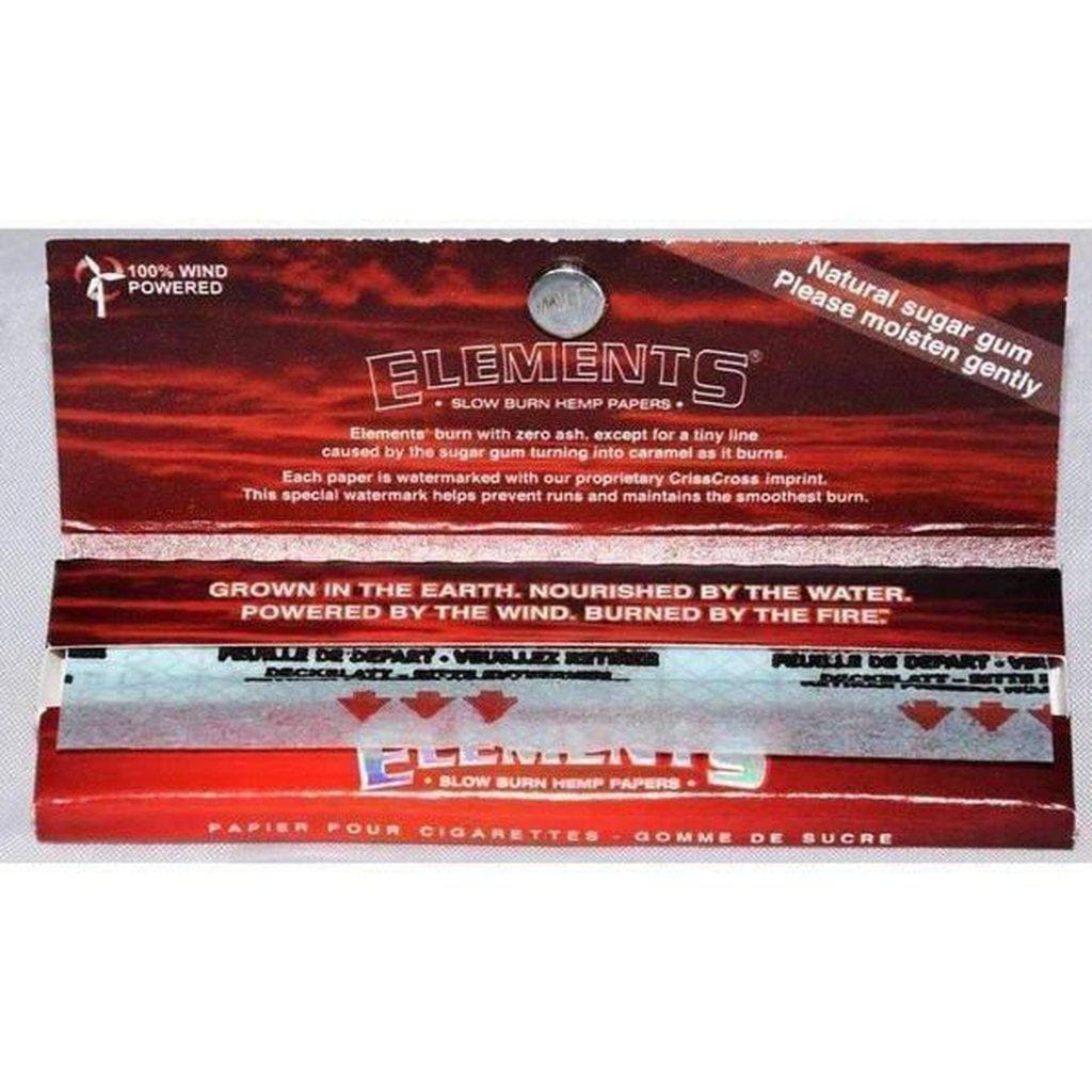 Elements Red Magnetic Slow Burn Hemp Rolling Papers In Sleek Red Packaging