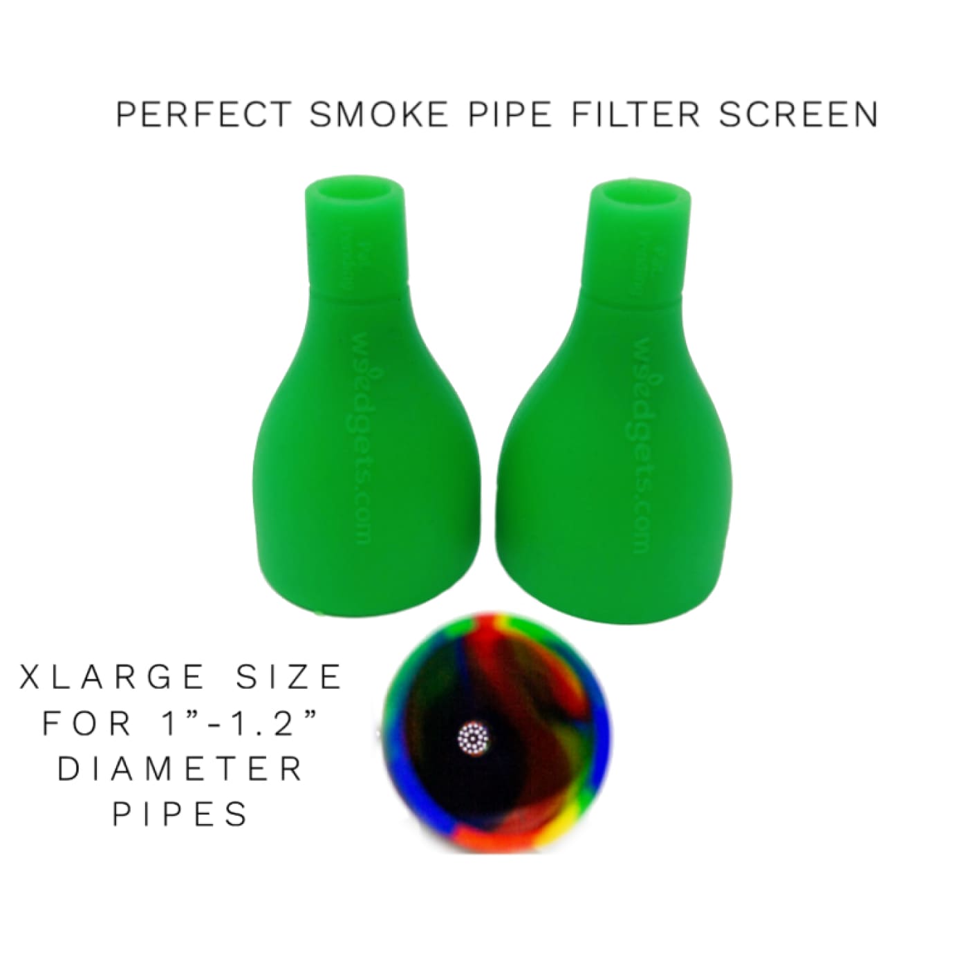 Green silicone pipe filter screens with colorful mesh insert for Xlarge Weed Pipes Smoke Blocker