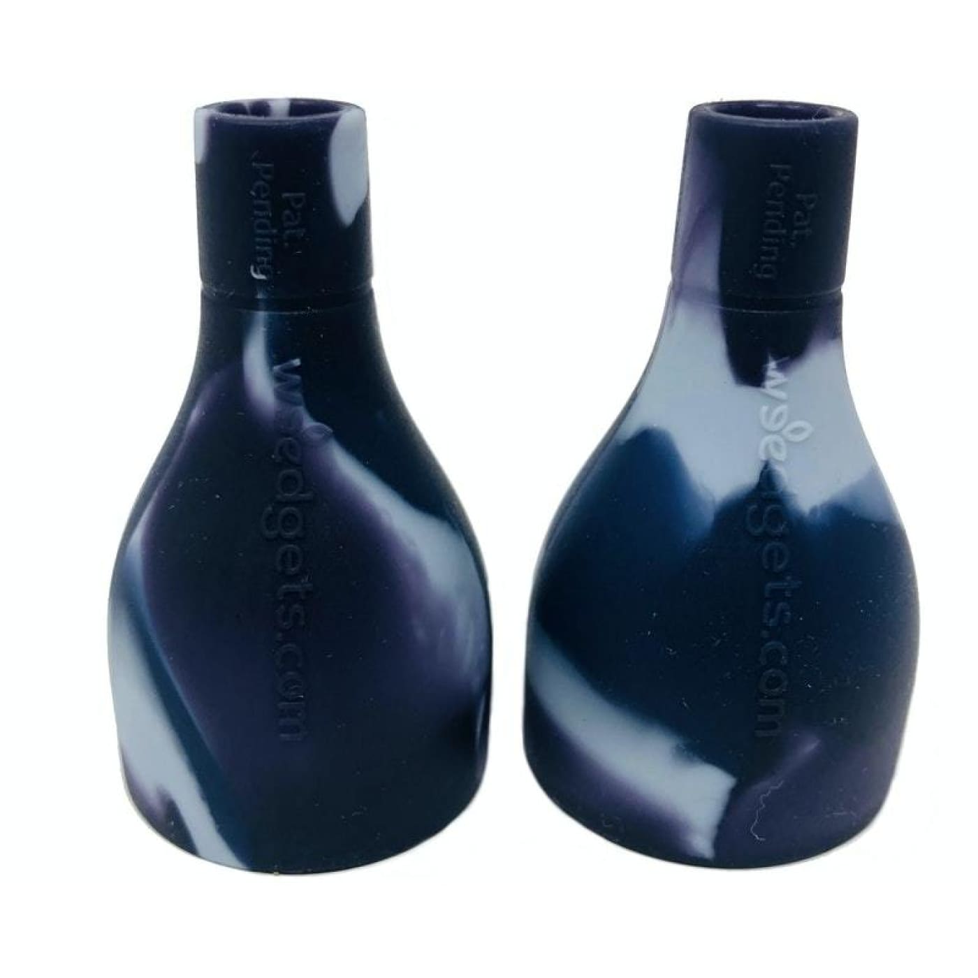Two Xlarge Weed Pipes Smoke Blocker & Resin Adapter in dark blue and white marbled silicone