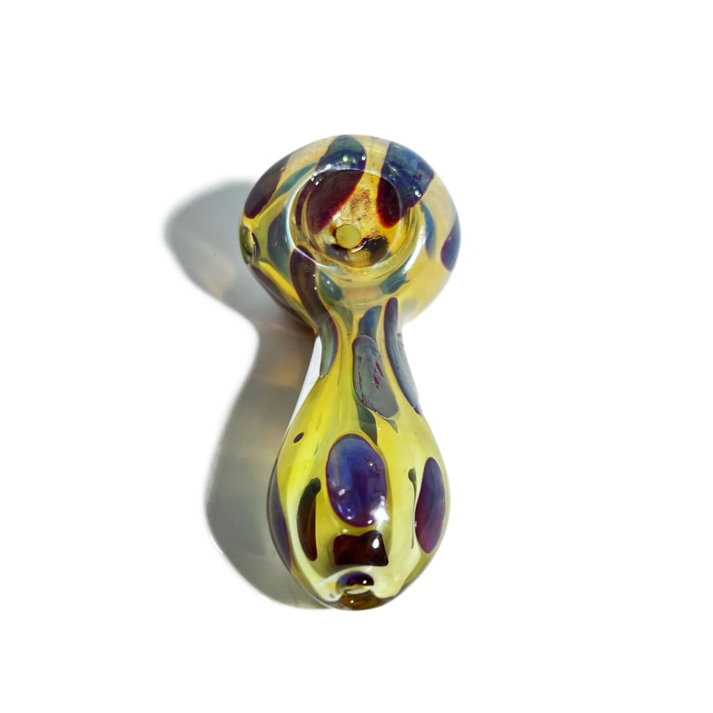 Mini 2.5 inch yellow glass hand pipe with colorful spots