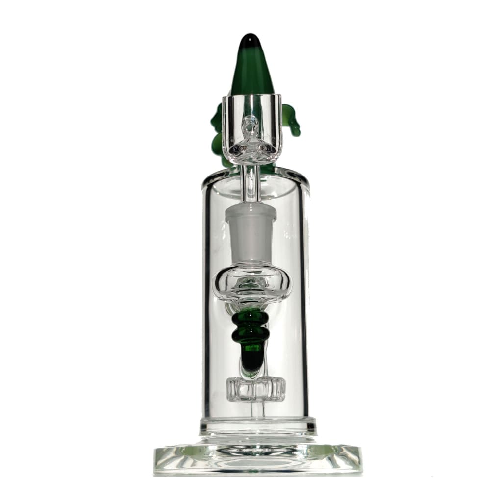 Banana dab rig with fixed showerhead percolator and sculpted banana mouthpiece