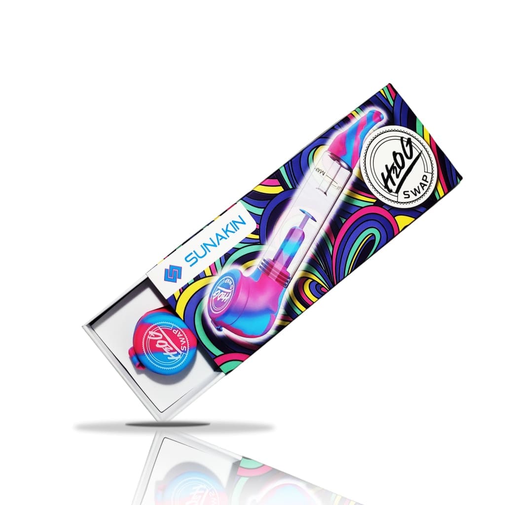 Sunakin H2og Sunpipe water pipe with colorful silicone and detachable glass bowl in packaging