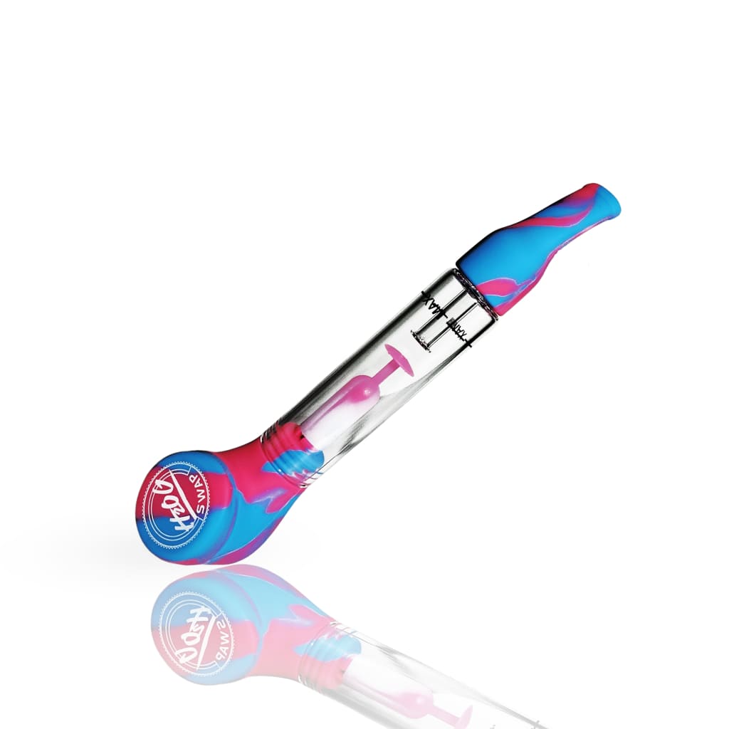 Blue and pink Sunakin H2og Sunpipe water pipe with detachable glass bowl