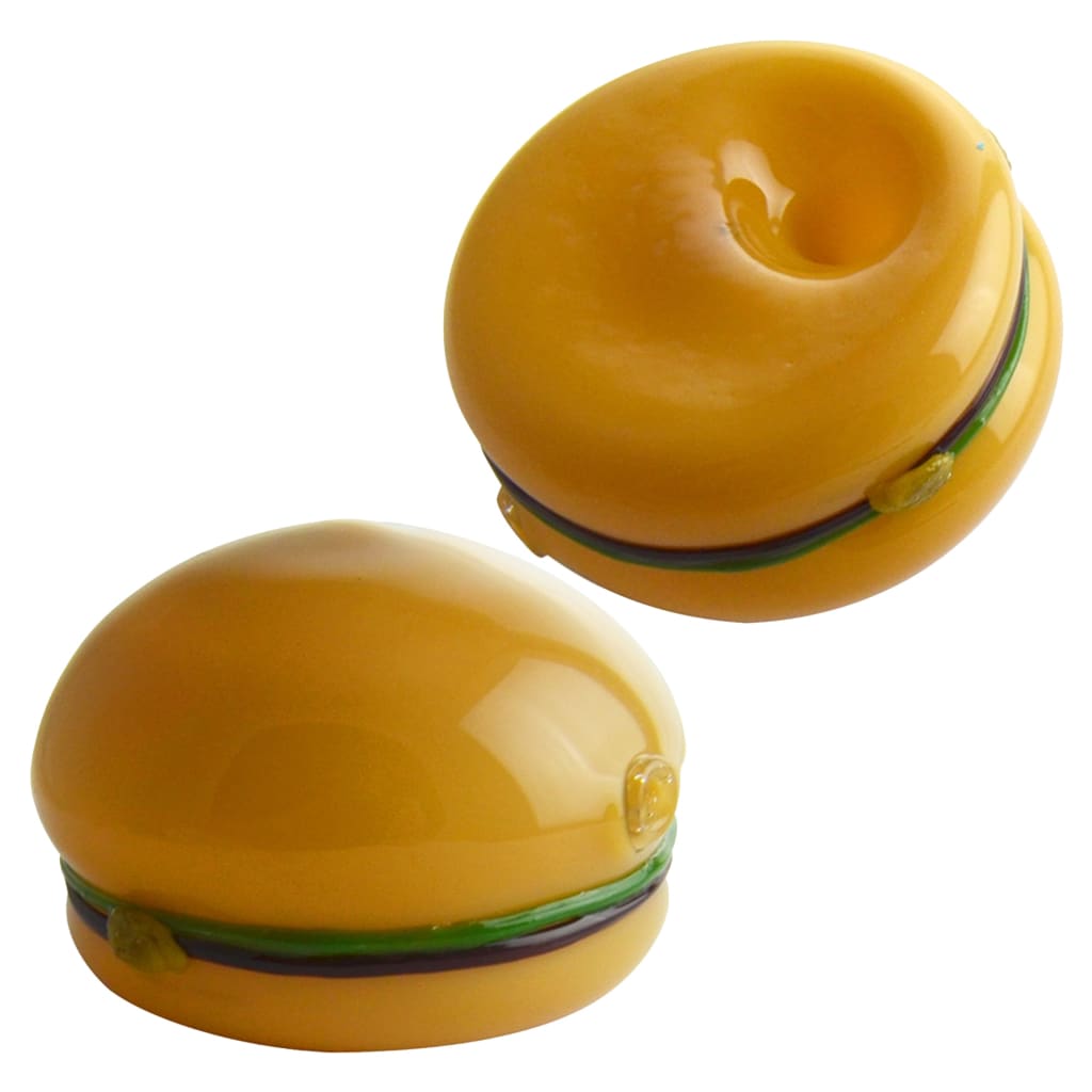 Yellow burger-shaped glass hand pipe hamburger toy