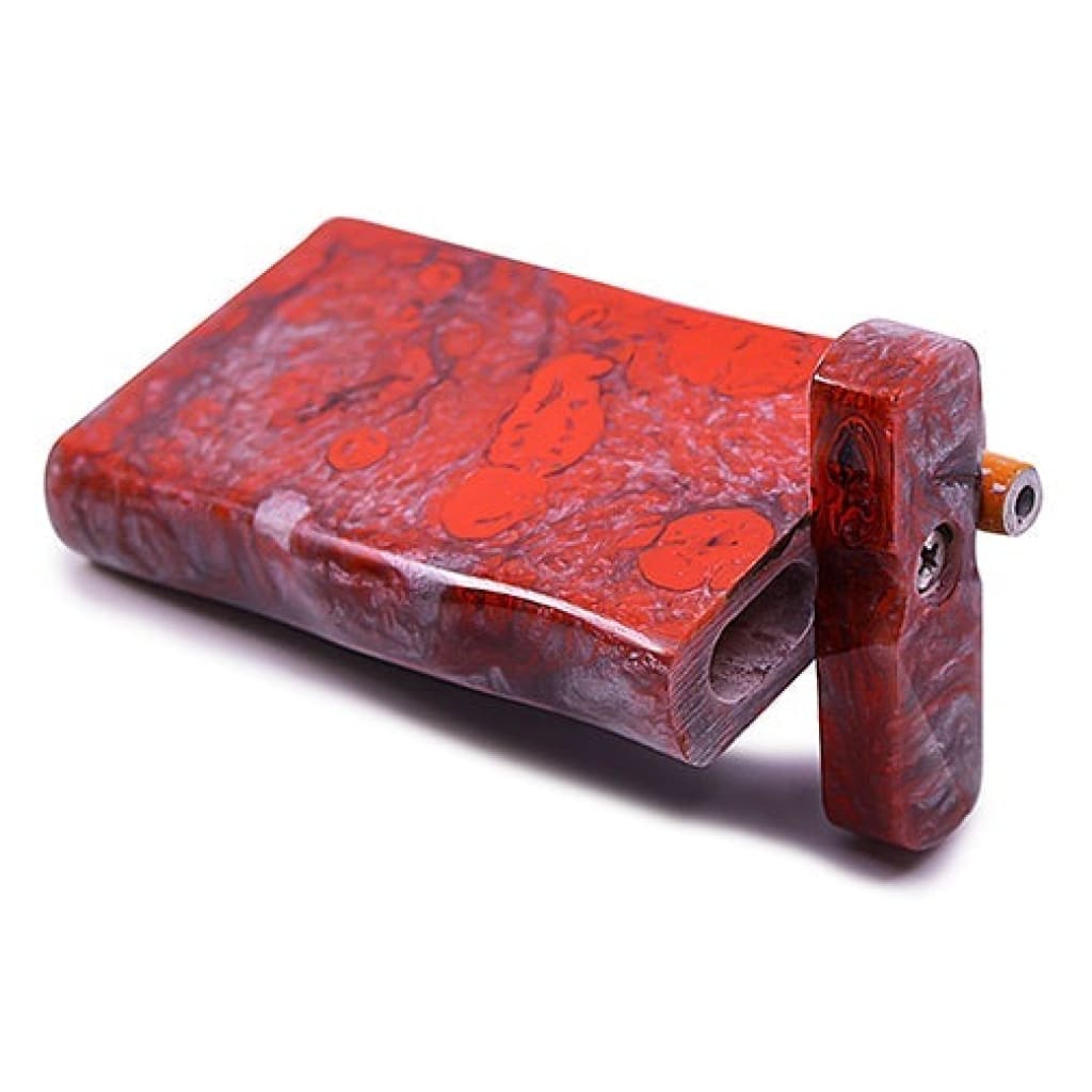 Handmade acrylic dugout with red marbled stone pipe