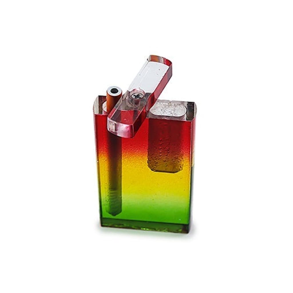 Handmade acrylic rasta dugout with a colorful rainbow gradient smoking pipe design