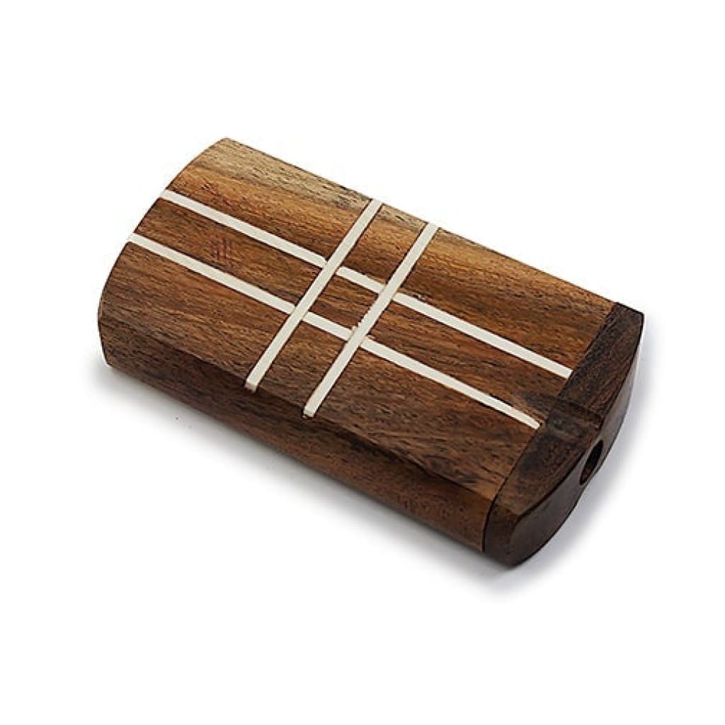 Beautifully Handcrafted Wooden Blocked Dugout With Inlaid Light-colored Stripes