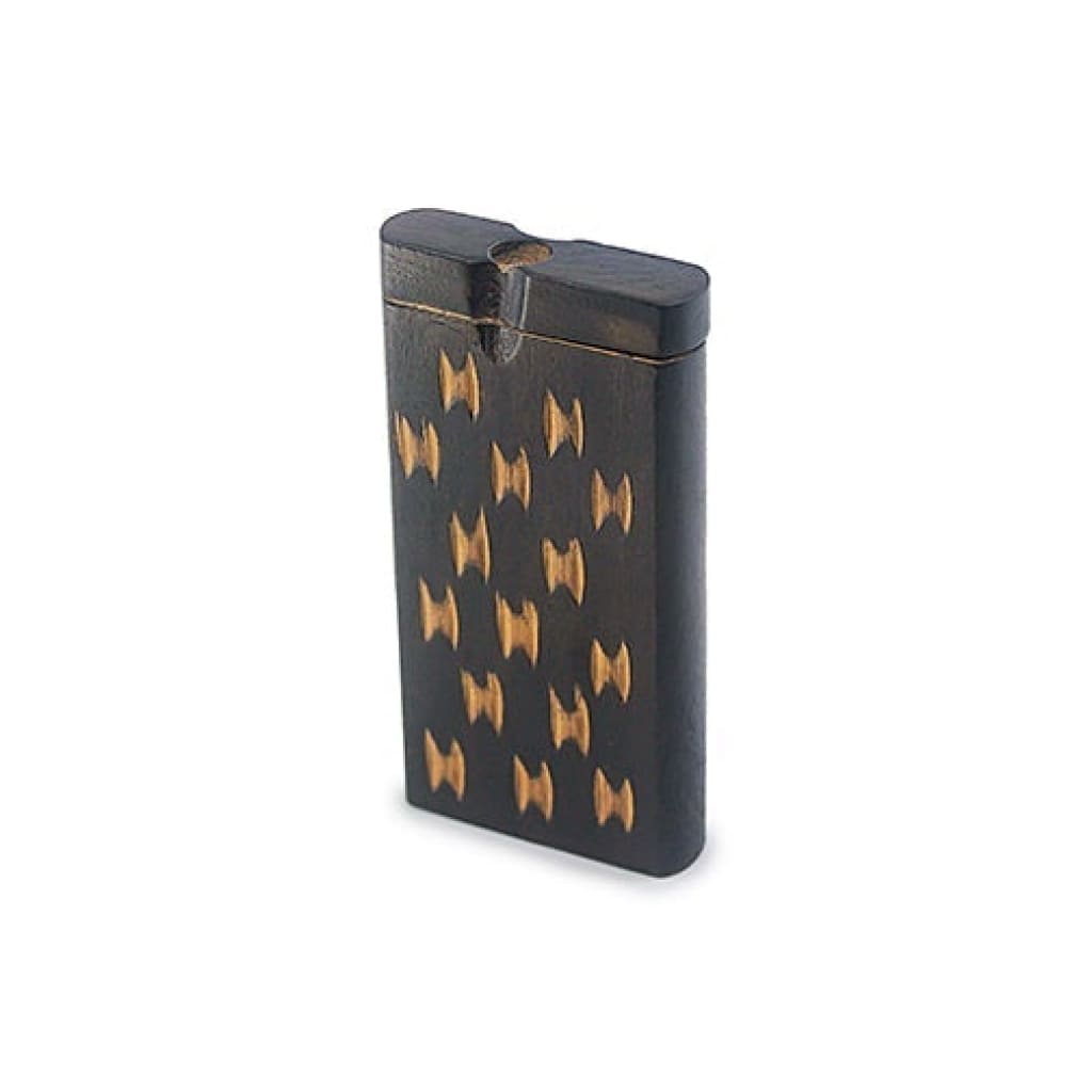 Black cigarette lighter with gold butterfly patterns for beautifully handcrafted dugouts