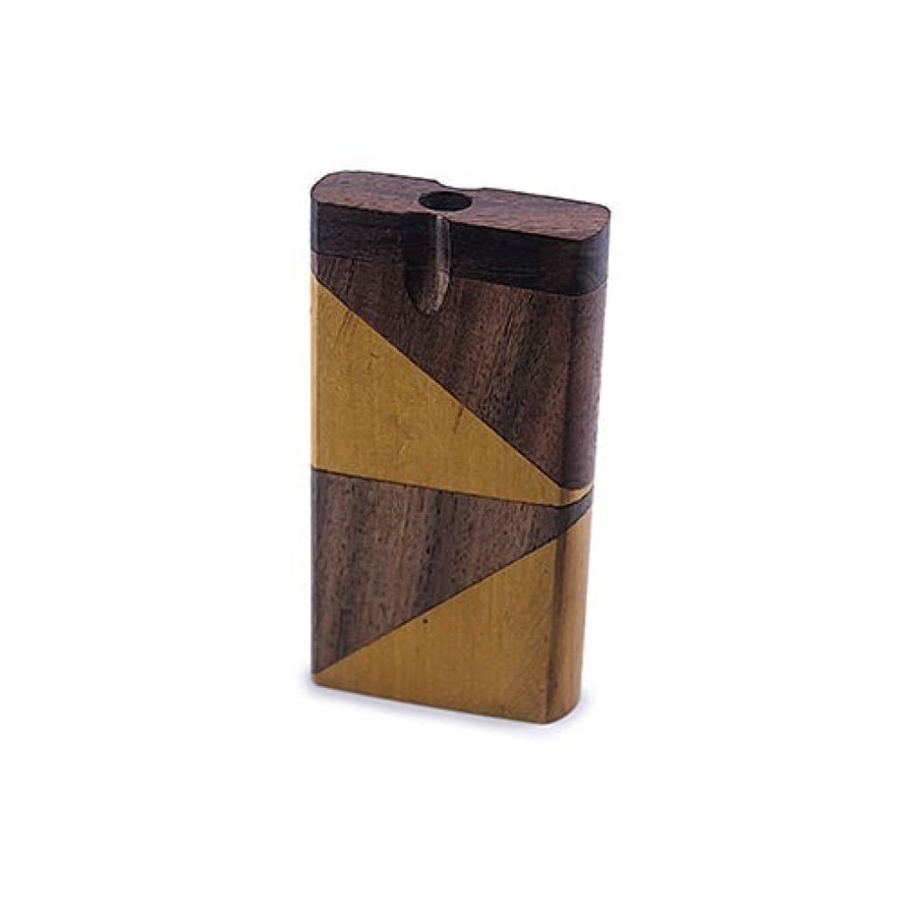 Handmade Wooden Two Shade Dugout featuring a geometric gold inlay pattern
