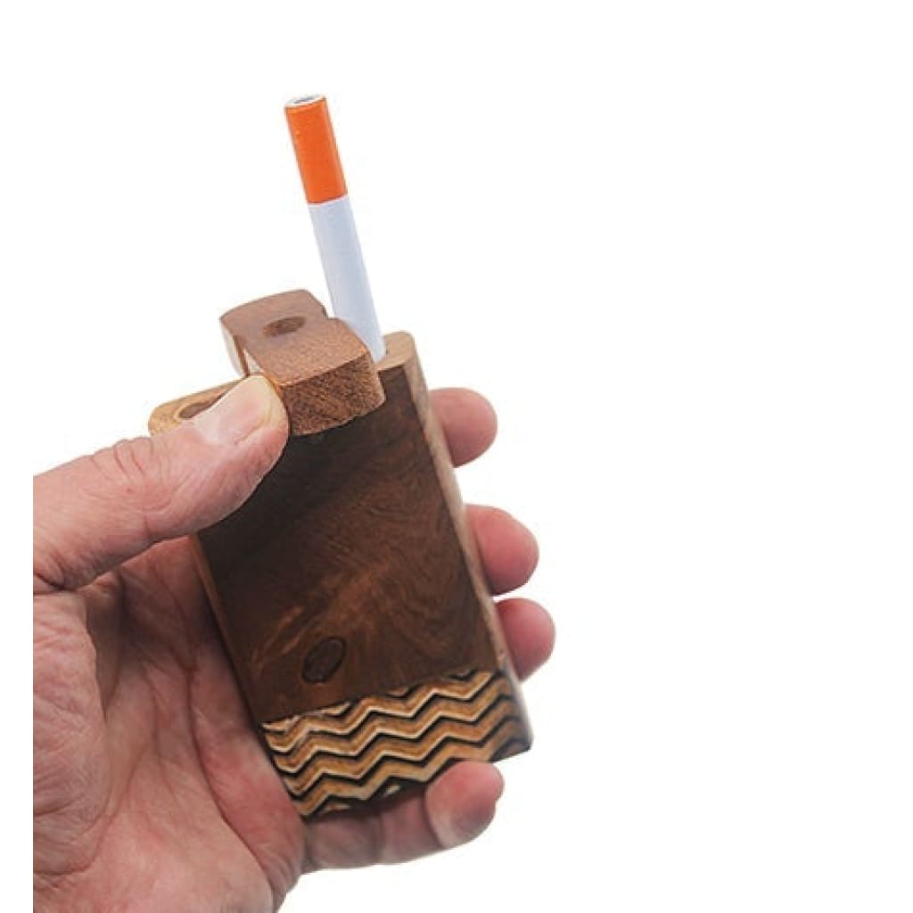 Leather cigarette case with chevron pattern from Handmade Wooden Wave Pattern Dugouts Collection