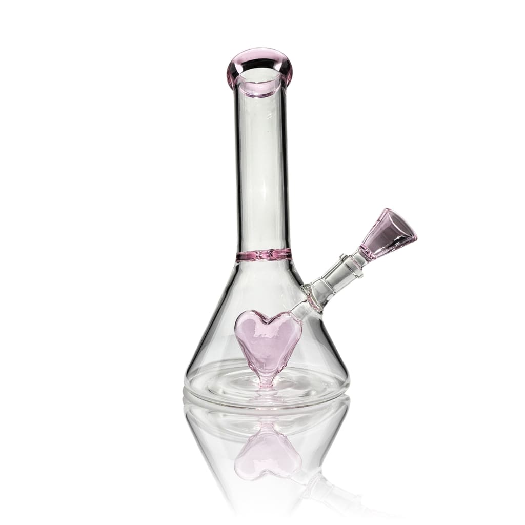 Heartbreaker Mini Glass Water Pipe with Heart Ice Catcher and Pink Heart Percolator