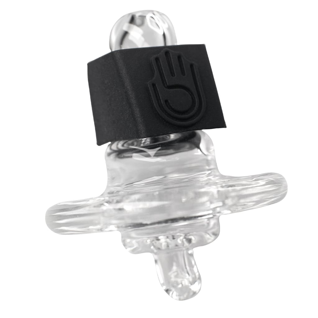 Clear glass pacifier with a black square cap from High Five Duo Directional Carb Cap product