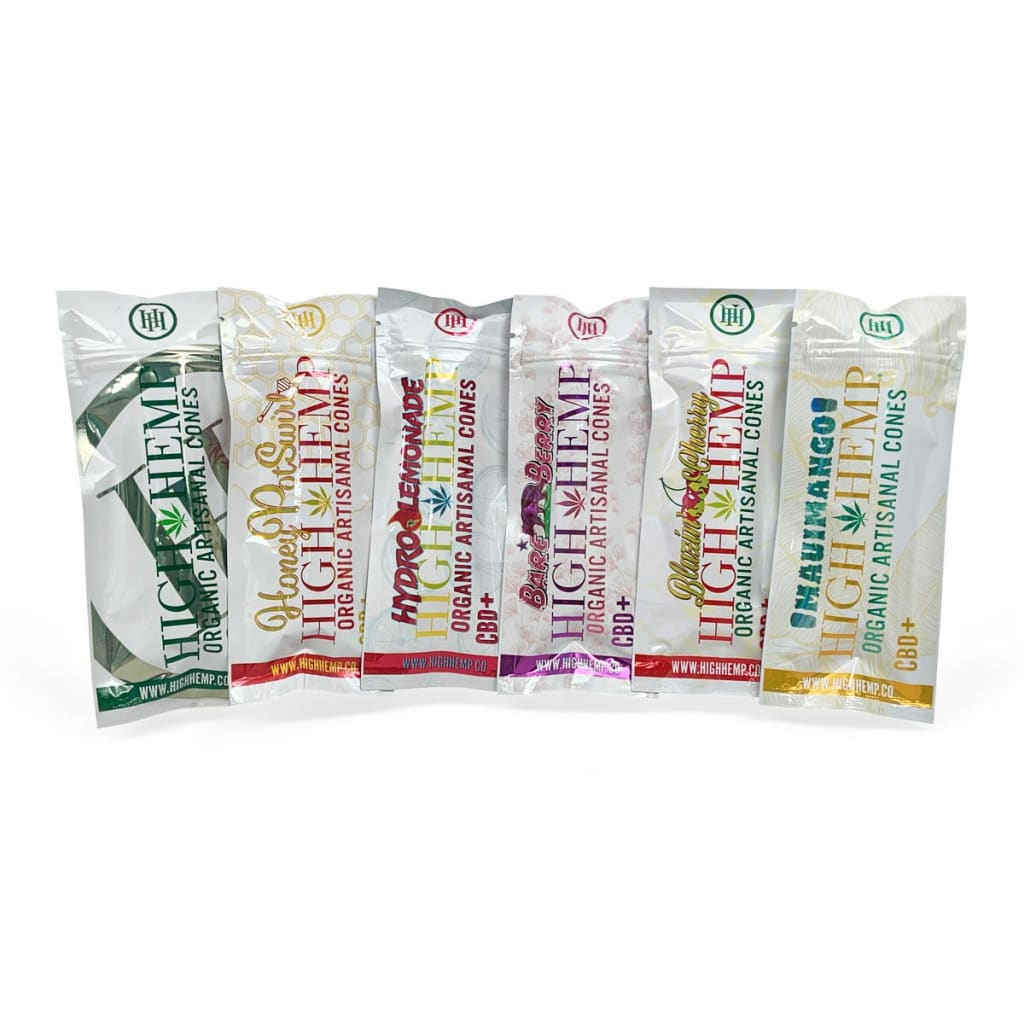 High Hemp Organic Wrap Cones - Natural European Hemp, various CBD+ hemp organic wrap flavors
