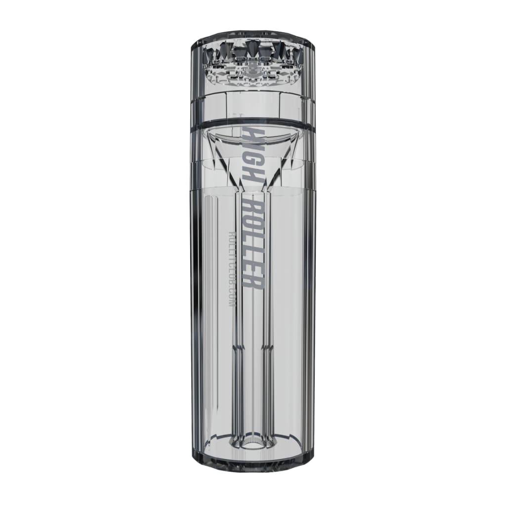 Transparent cylindrical container for Portable Rolling Paper Grinder & Packer