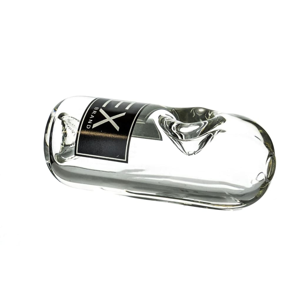 Inex Hvy Glass Hand Pipe 4.5 Inch Thick Clear Glass Pipe with X Logo