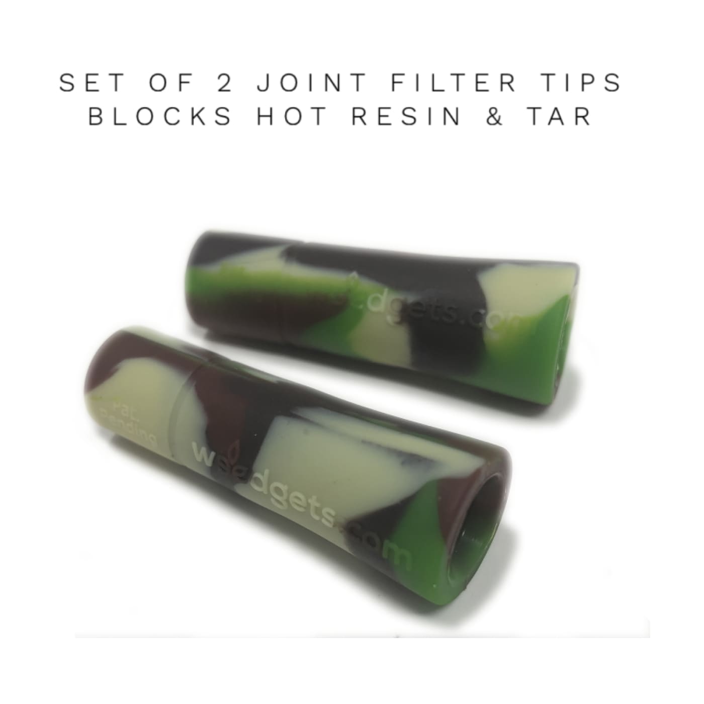 Set of joint filter tips with roach clip in camouflage for filter weed pipe