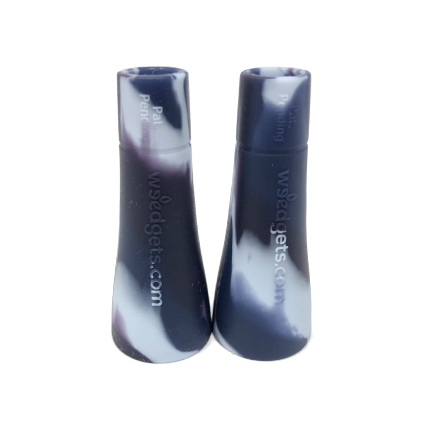 Two marbled black and white bottles of Small Filter Weed Pipe Adapter with Roach Clip Function