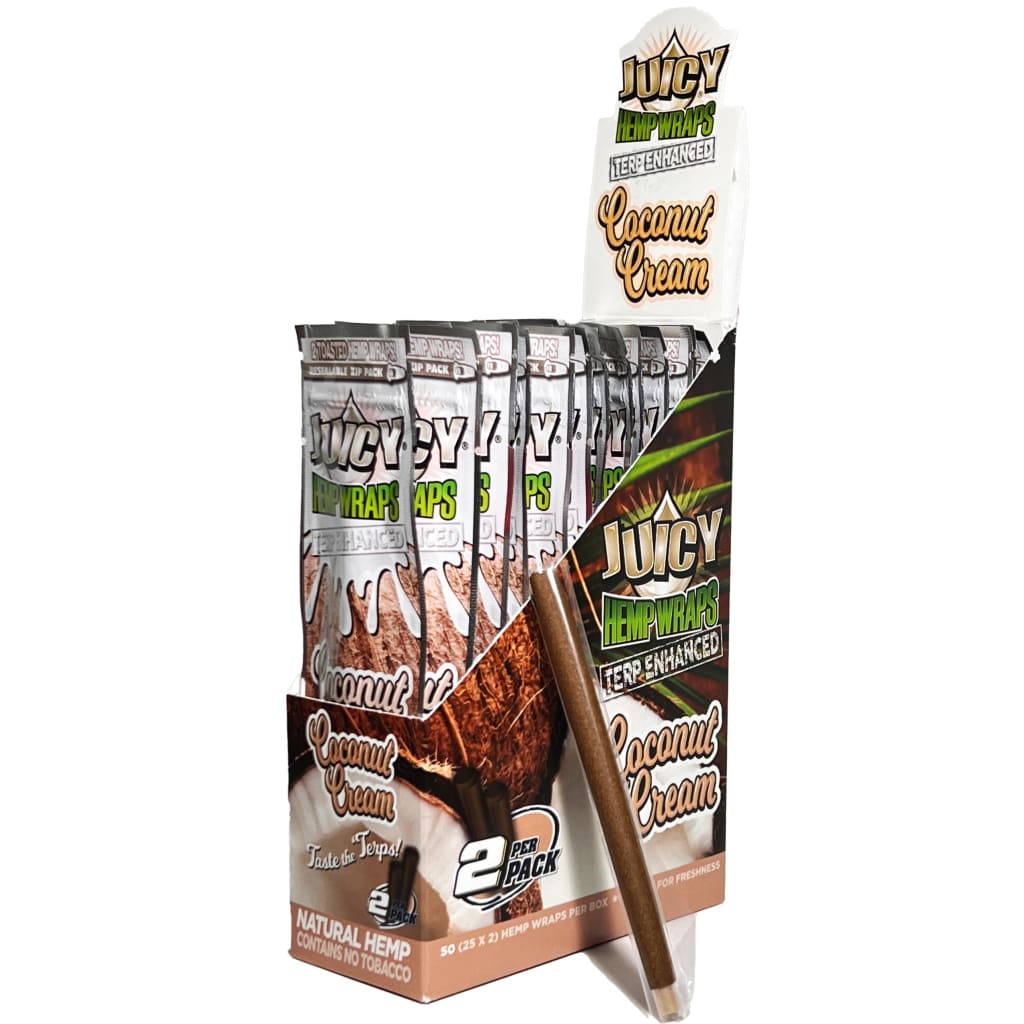 Juicy Jays-terpene infused hemp wraps in Coconut Cream flavor for a flavorful smoke