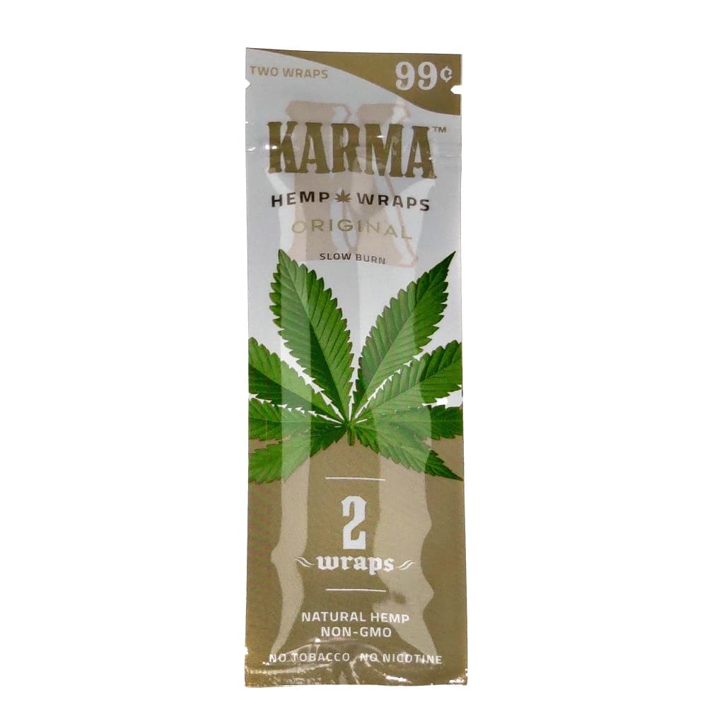 Karma Hemp Wraps package with 2 wraps for legal blends, priced at 99 cents