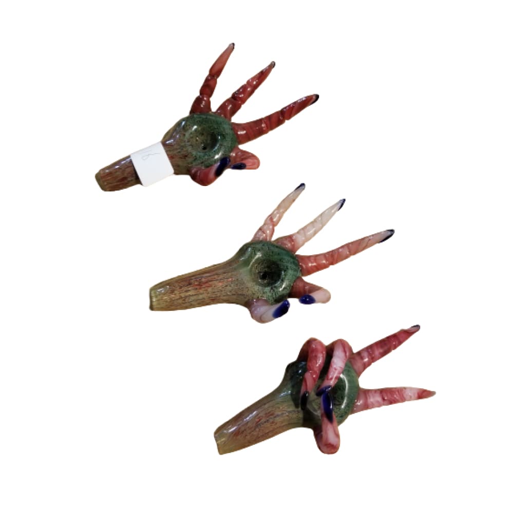 Glass pipes in Long Fingers Style Art Design with alien or monster hands and multiple claws