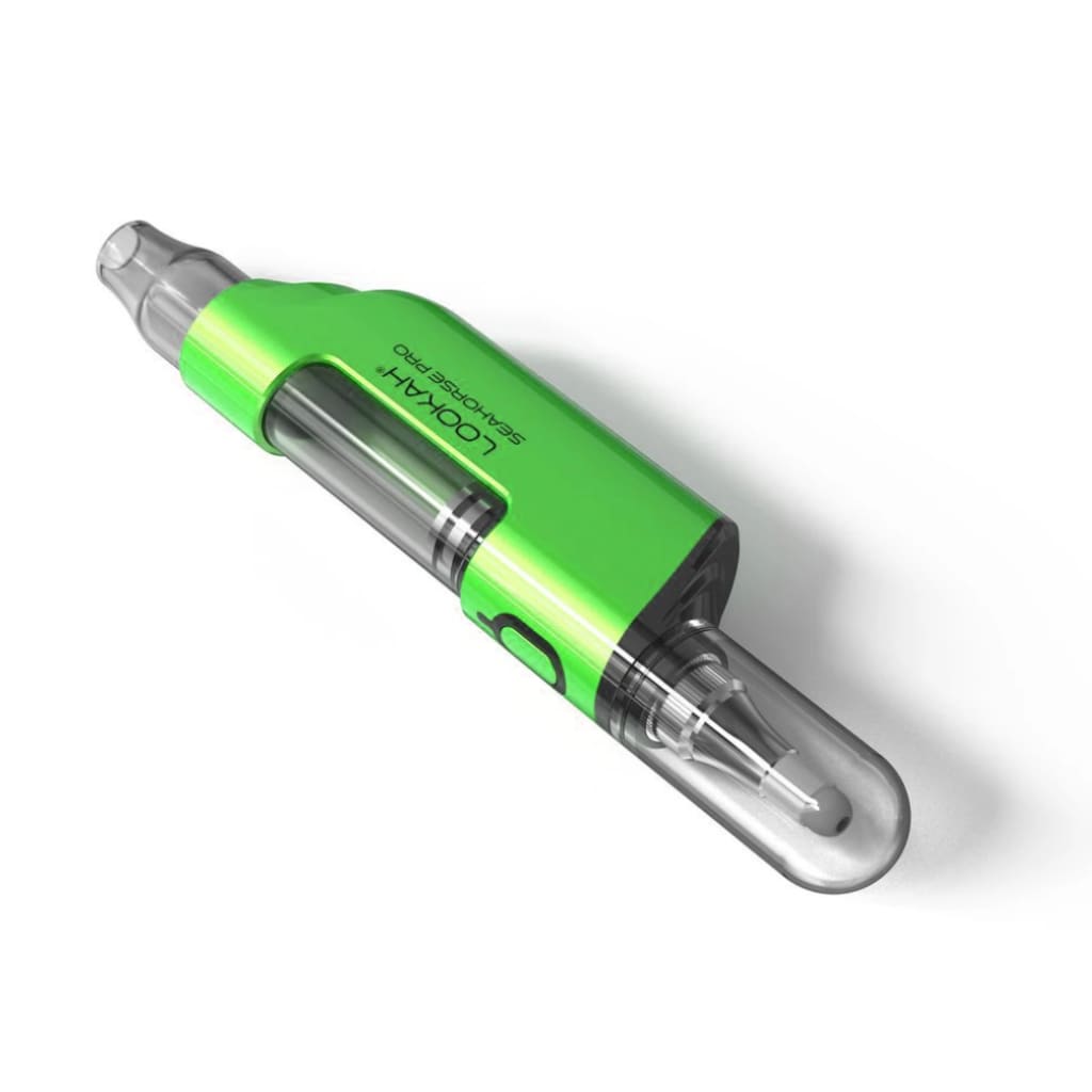 Bright green Lookah Seahorse Pro Electric Nectar Collector Kit with clear tank sections