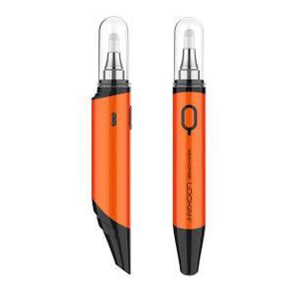 Orange and black Lookah Seahorse wax dab pen with quartz dip coil