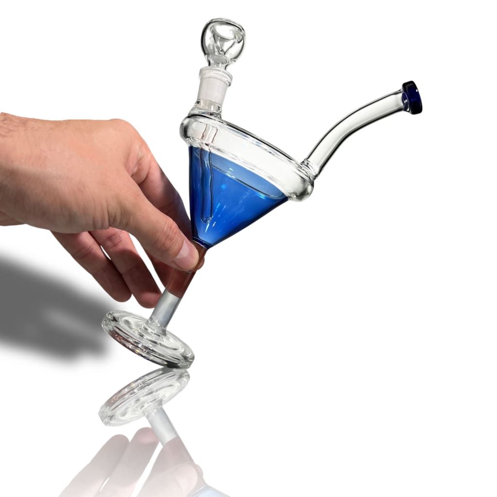 Unusual borosilicate glass martini water pipe for a unique, hands-on smoking experience