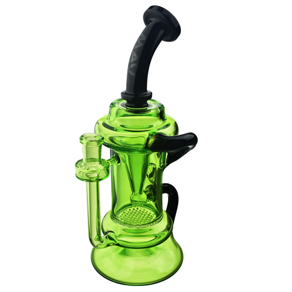 Mav Glass Big Bear Recycler Dab Rig with green glass and black accents
