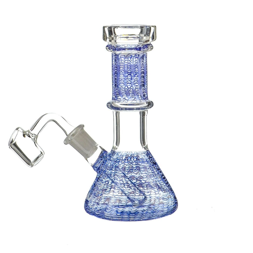 Mini Wrap & Rake Beaker Bong - Blue Swirl Glass Water Pipe with Removable Bowl Piece