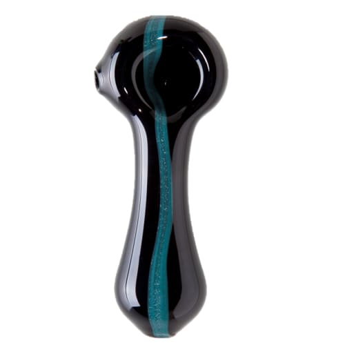 Monolith Dichro Glass Pipe with black body and teal stripe for stylish 5-inch weed smoking