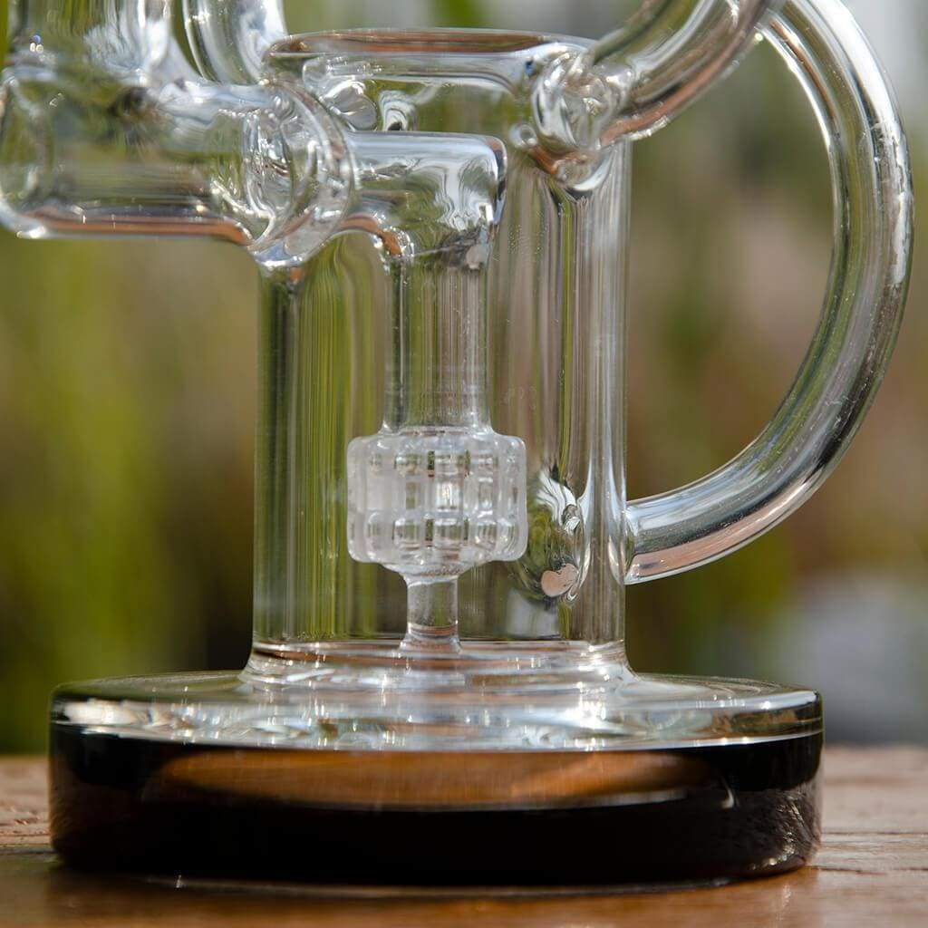 8-inch borosilicate glass microphone recycler rig with clear tubing