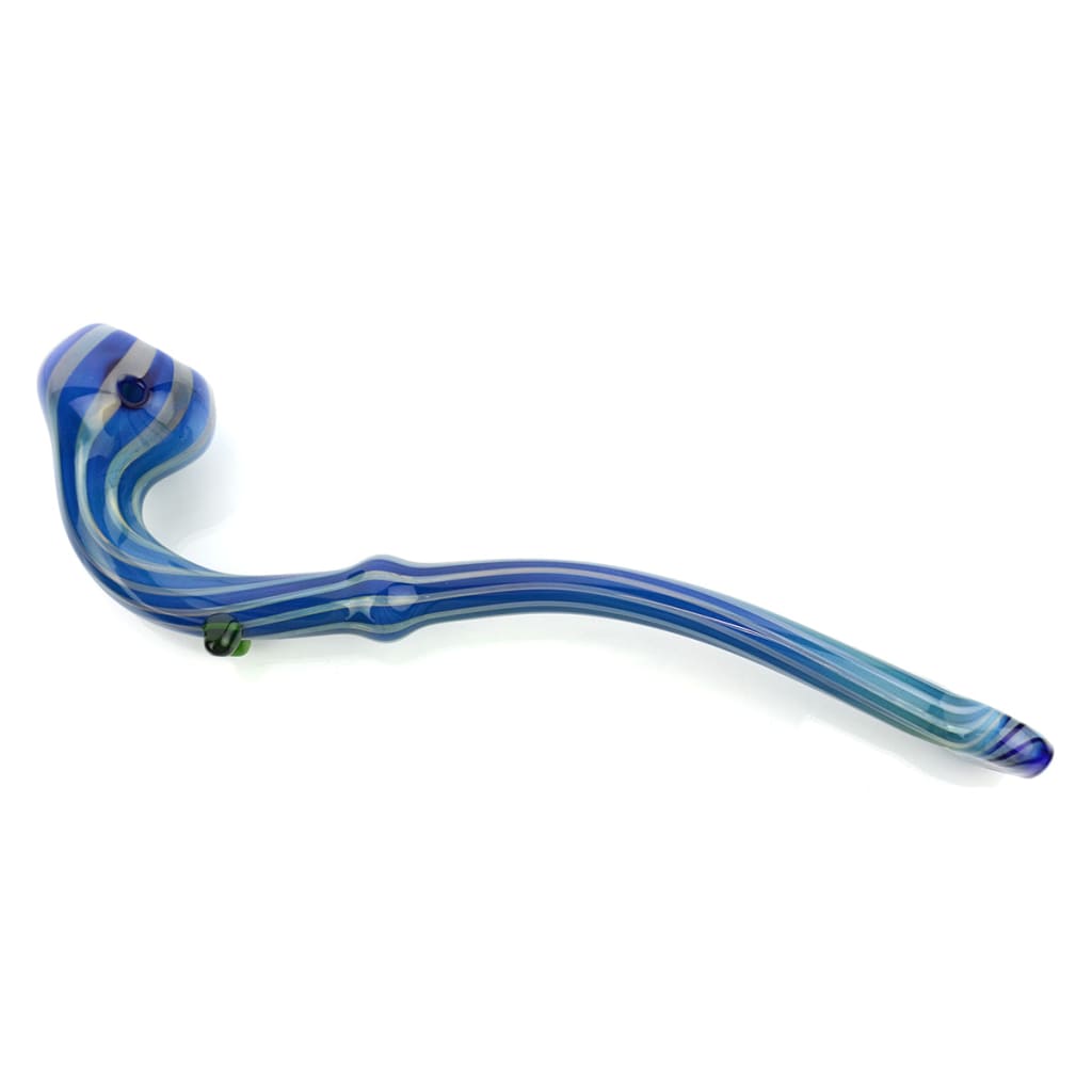Blue striped glass Sherlock Blue Gold Fume Stripes Design Mushroom Pipe