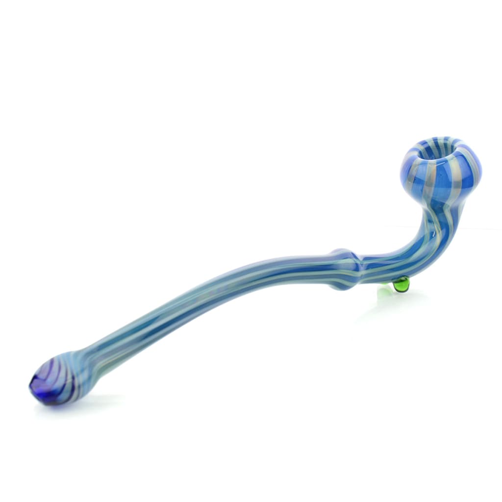 Sherlock Blue Gold Fume Stripes Design blue and white striped glass pipe