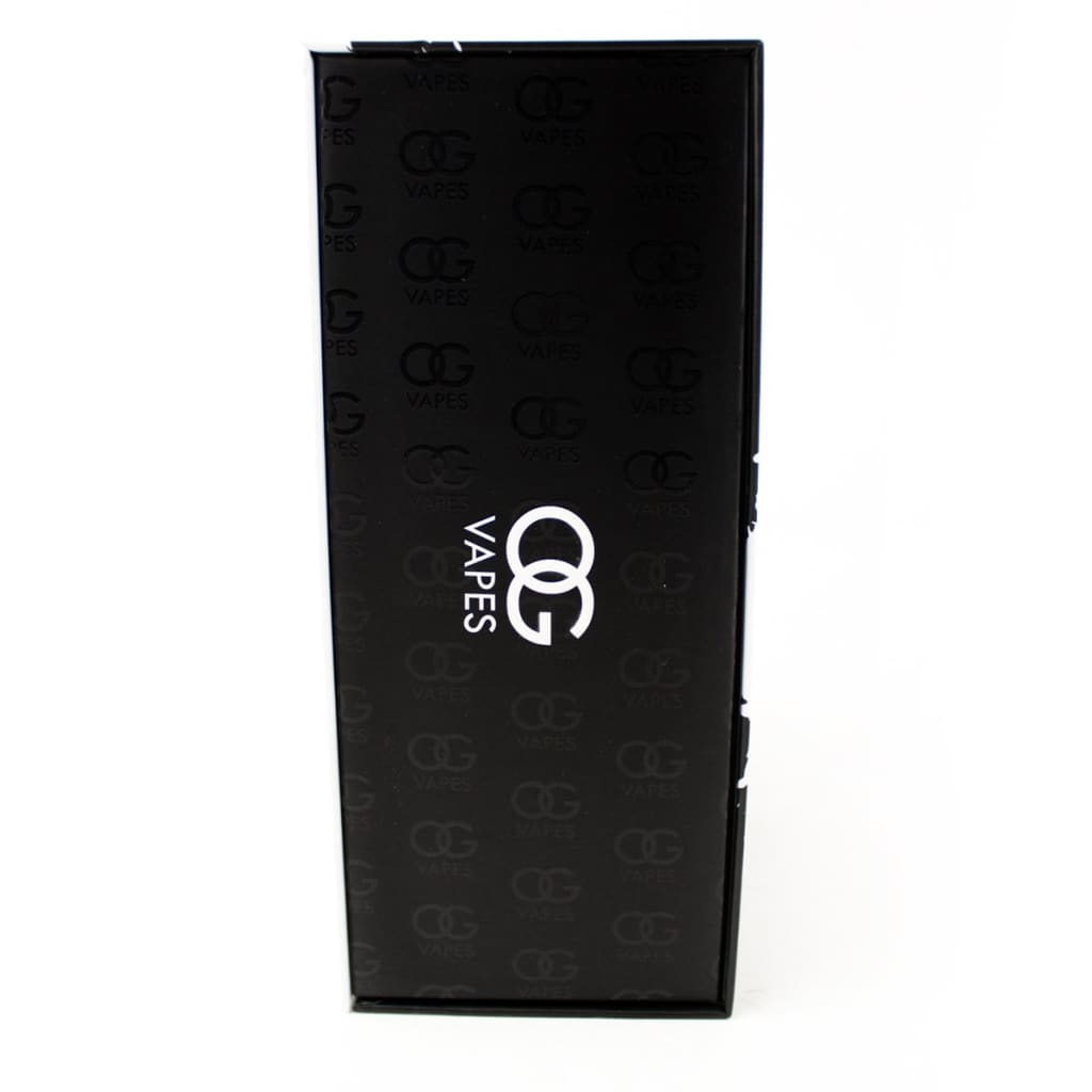 Black box with ’OG VAPES’ logo for Portable Enail with Quartz Bowl and Glass Attachment