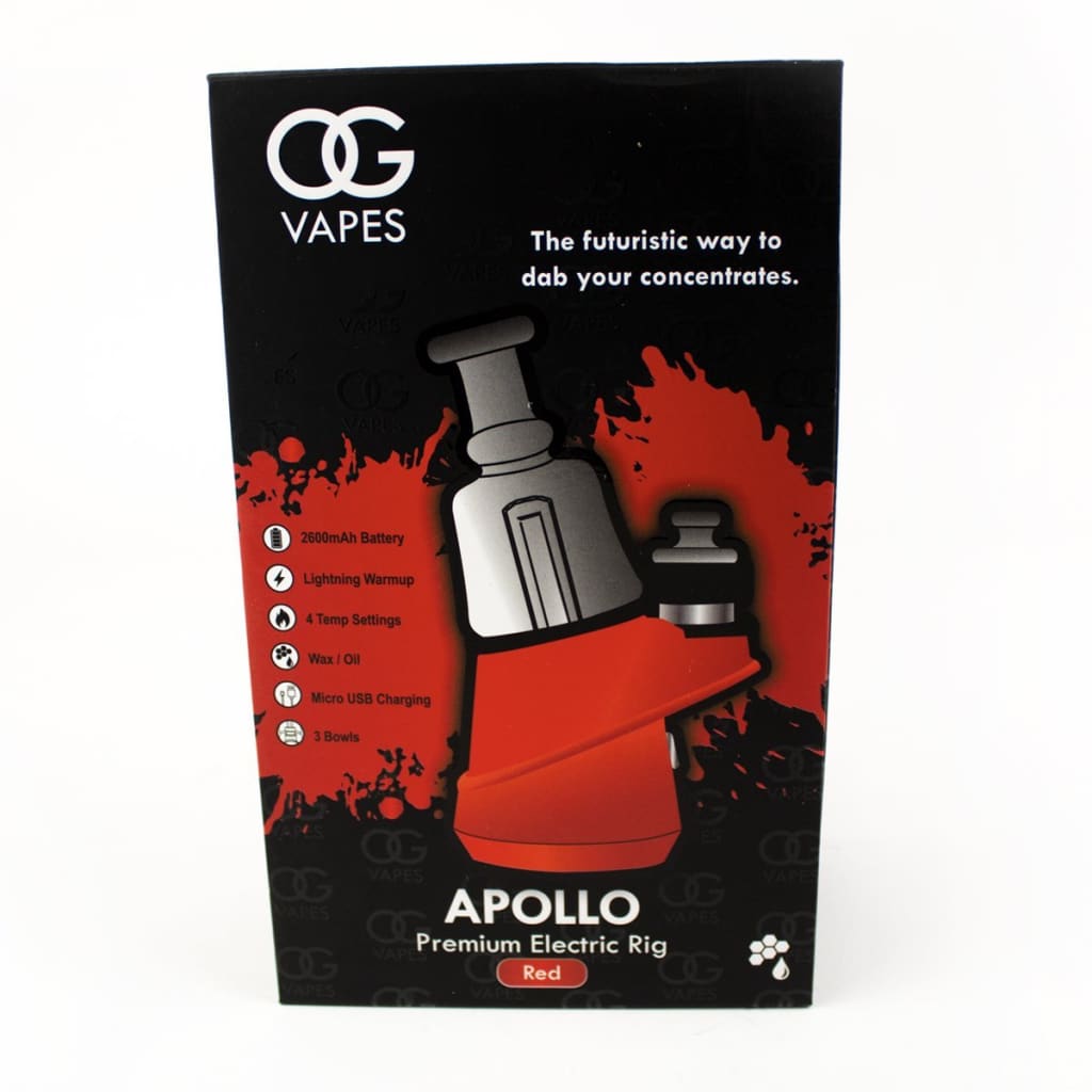 Red electric dab rig Apollo by OG Vapes with quartz bowl for cannabis concentrates