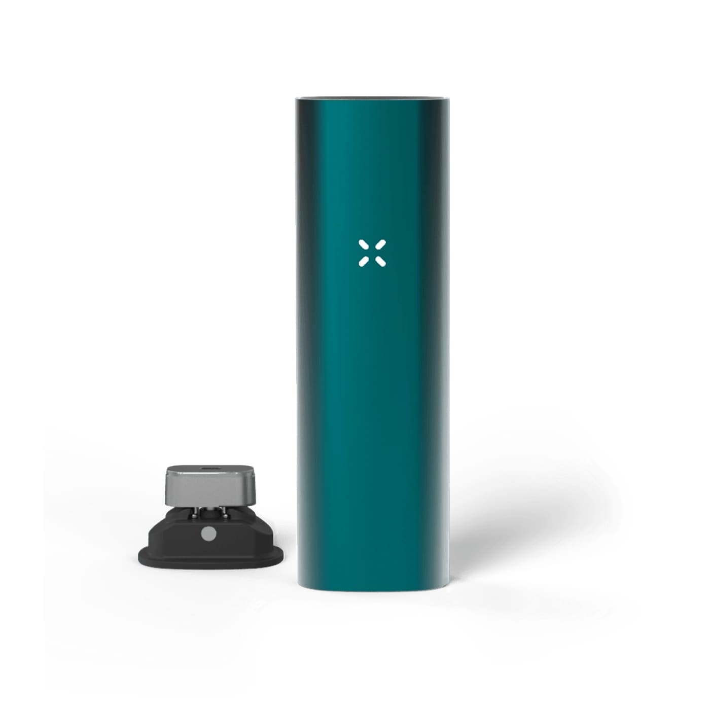 Teal Pax 3 portable cannabis vaporizer on black base