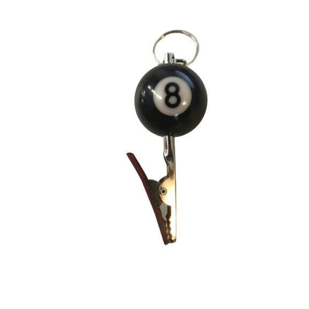Black pool ball style key chain assorted colors with metallic clip