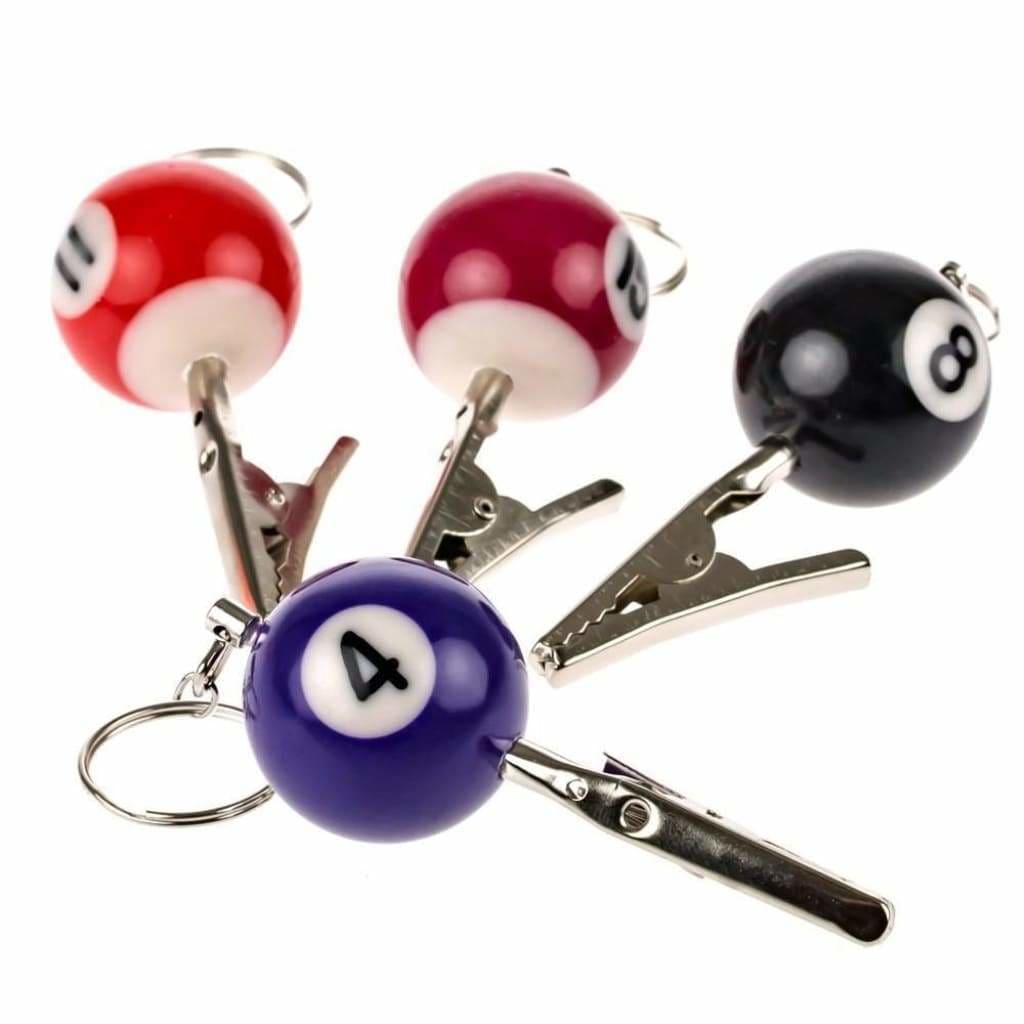 Pool ball style key chain assorted colors with alligator clips