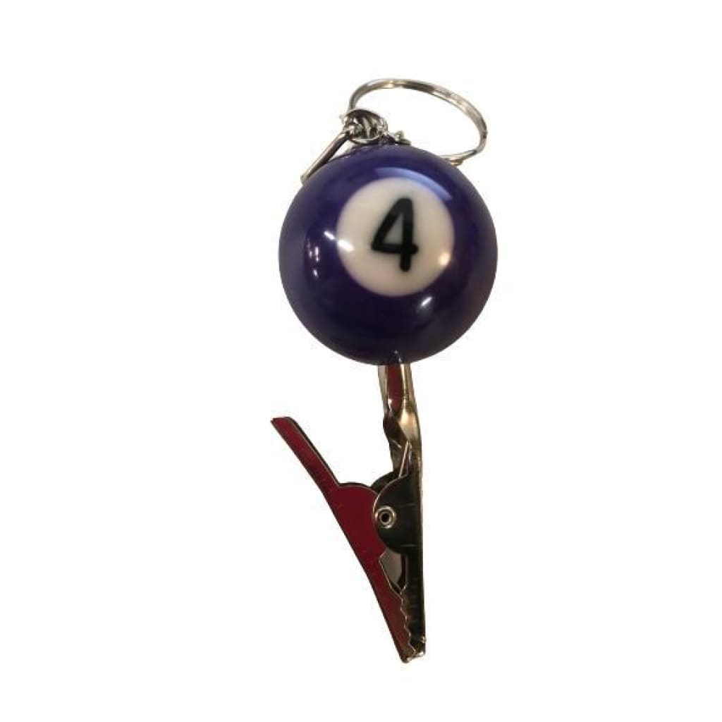 Purple pool ball style number 4 key chain assorted colors