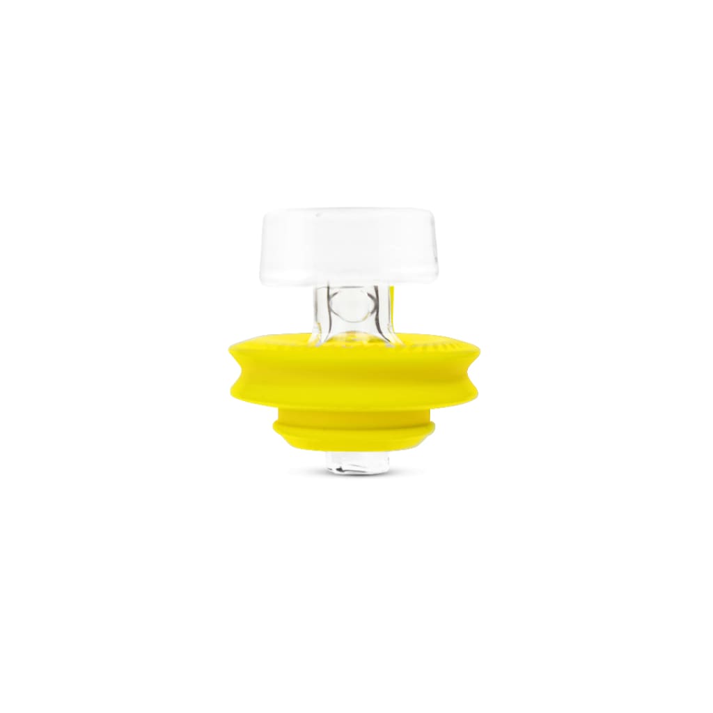 Yellow Puffco Peak Pro ball cap stopper for maximum vapor production