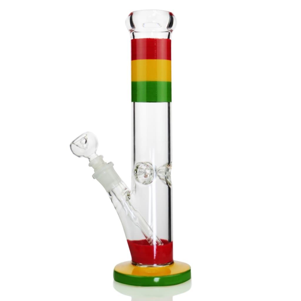 Rasta straight shooter bong with beaker base, 12 inch 5mm glass