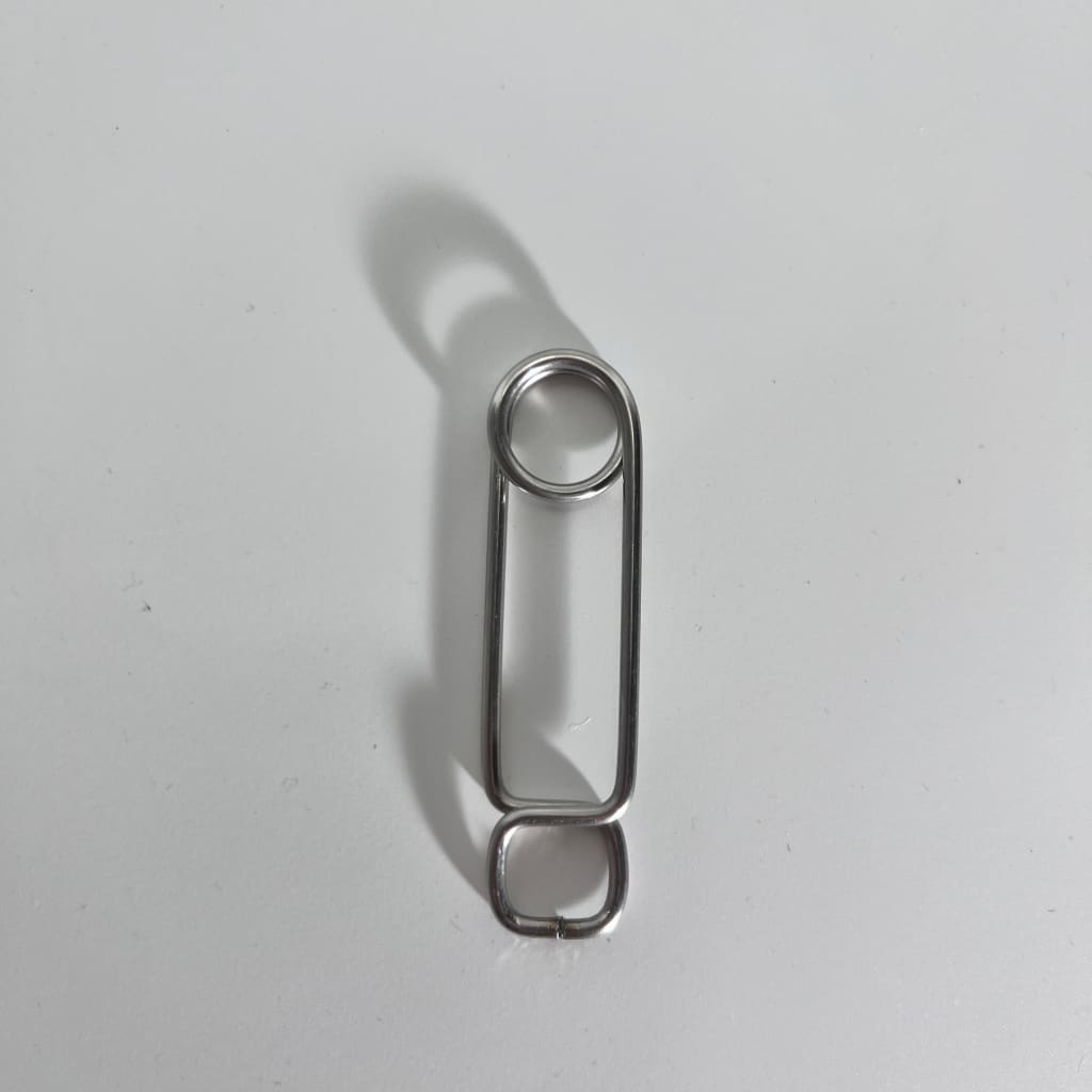 Stainless steel roach clip with safety pin loop for glass hand pipe