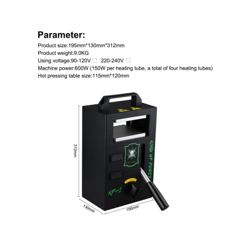 Ltq vapor rosin press machine with specs listed for pure vaping oil production