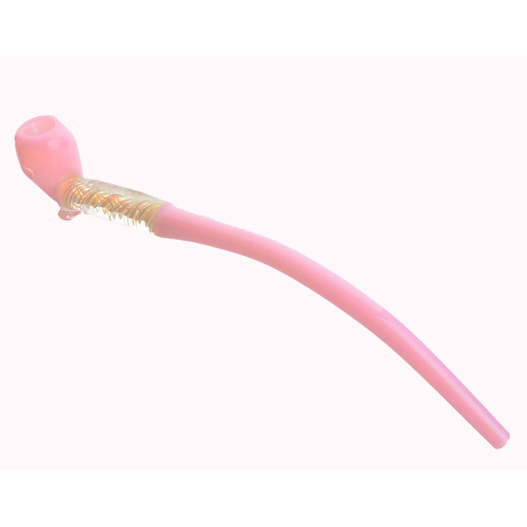 Pink silicone Sherlock Milky Tube hand pipe with gold band