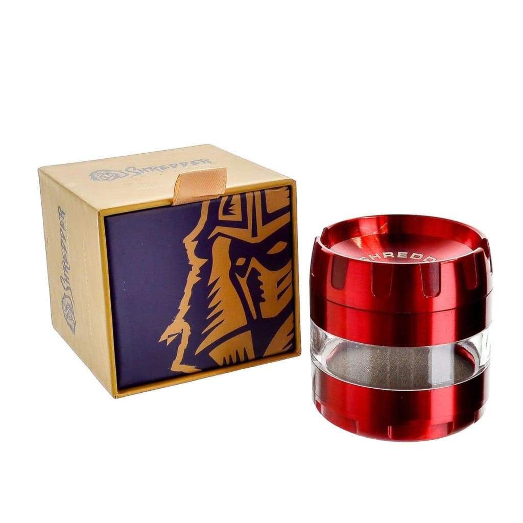 Red metallic Premium Grinder with Samurai sharp teeth and decorative packaging box