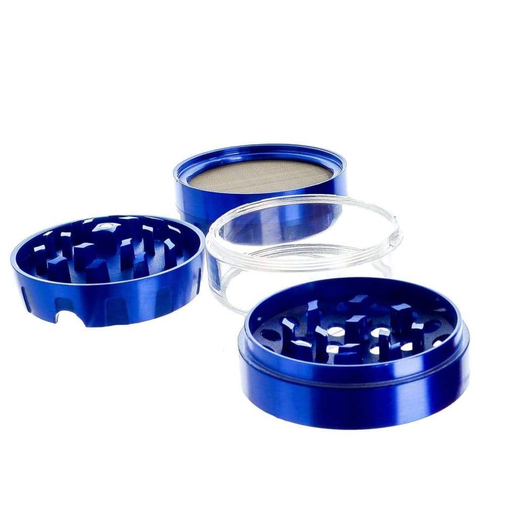 Blue metallic Premium Grinder with Samurai Sharp Teeth and removable screen for perfect shredding