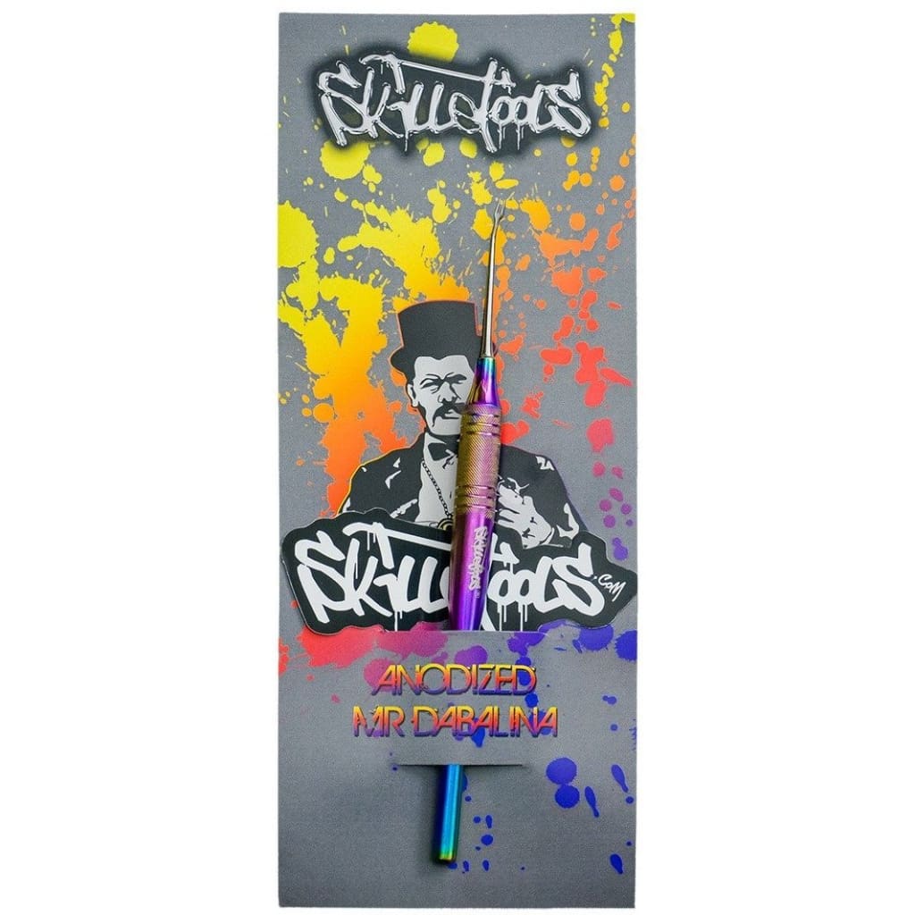 Colorful anodized dabbing tool with graffiti-style art in Stylish Skillet for Shatter
